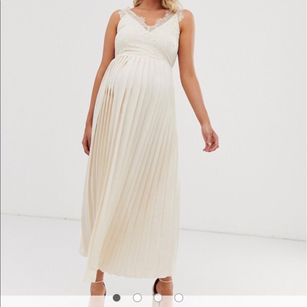 Little Mistress Maternity lace top midaxi dress